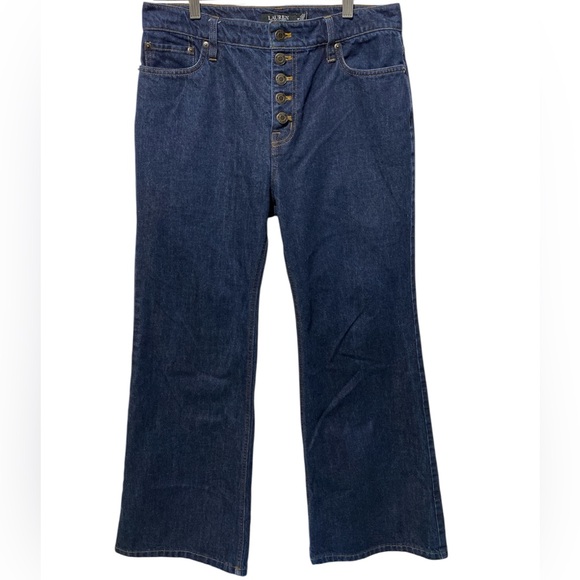 Lauren Ralph Lauren High Waist Exposed Button Fly Flare Leg Jeans - Picture 1 of 16